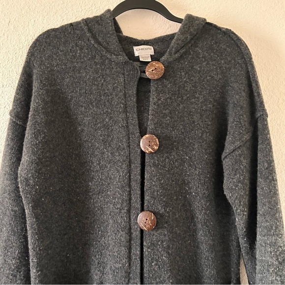 CHICO’S Lamb’s Wool Button Front Long Cardigan women Size 0 - Picture 3 of 11
